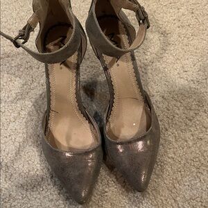 Elegant iridescent, copper color Women's Ankle Strap Heels